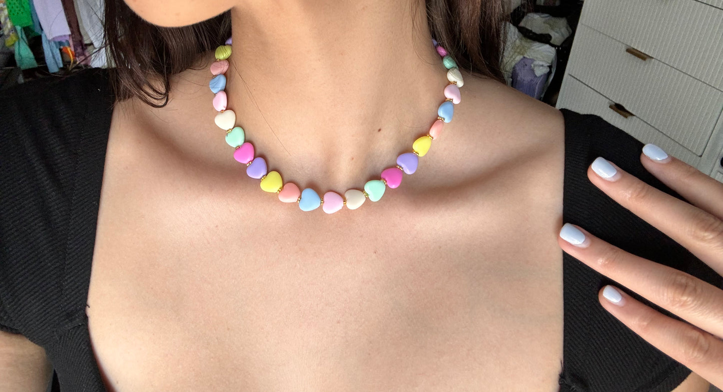 Shimmering Y2K Pastel Beaded Necklace