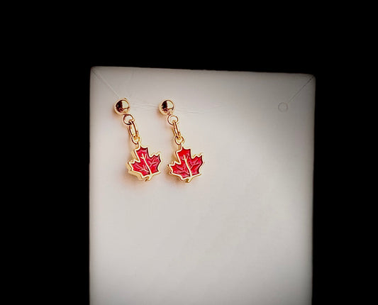 Maple Leaf Gold Stud Earrings