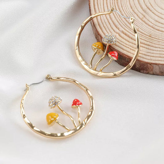 Mushroom Hoop Earrings