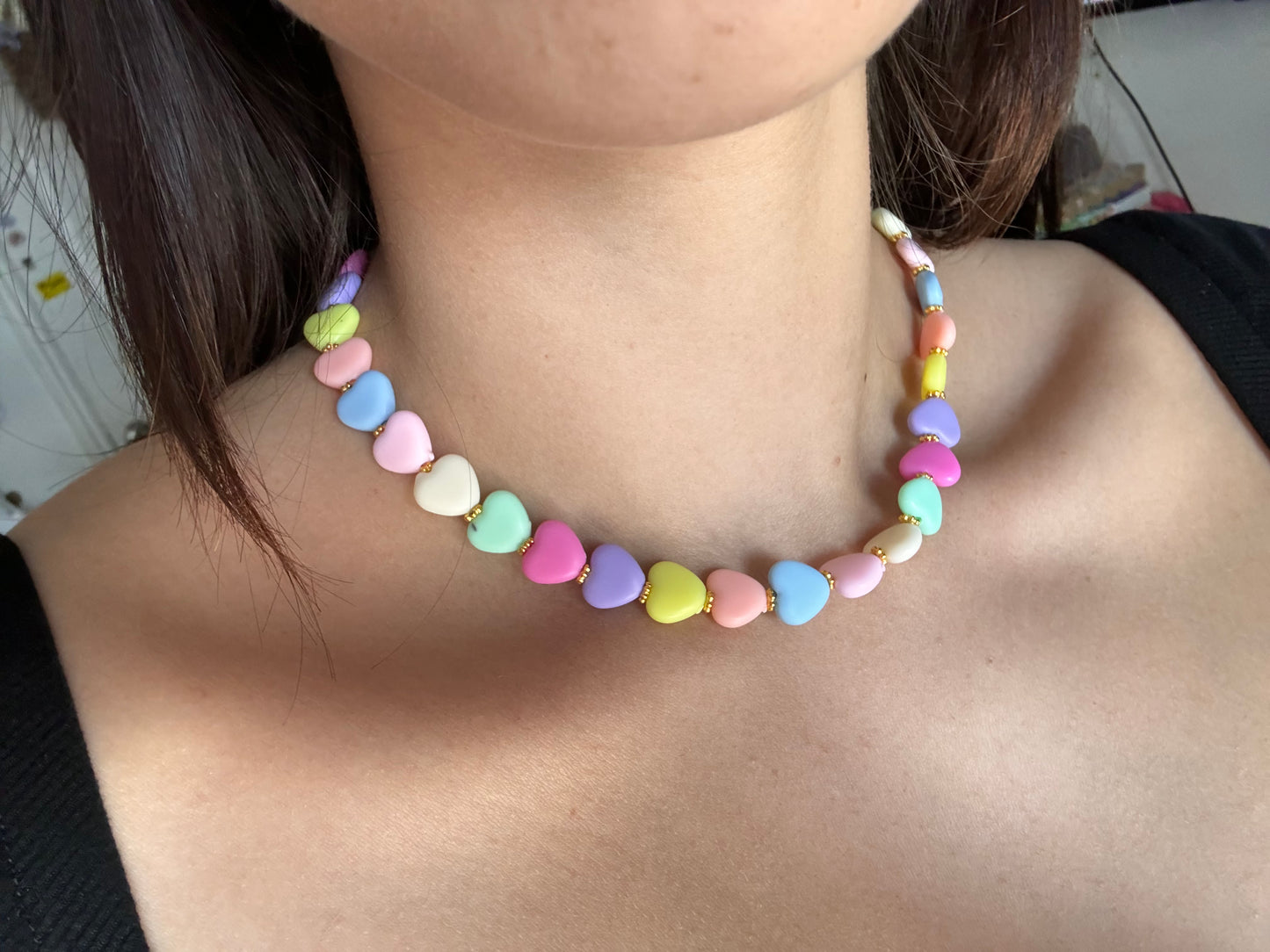 Shimmering Y2K Pastel Beaded Necklace