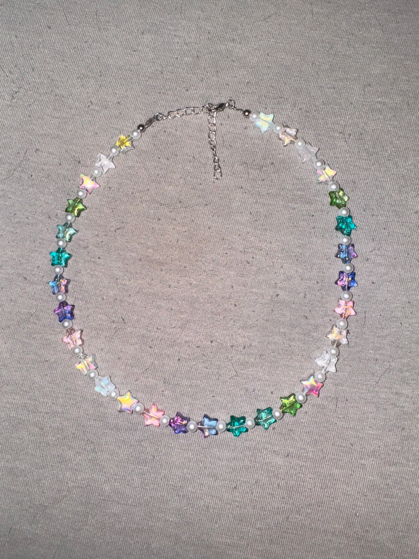 Translucent Stars with Pearls Choker Necklace