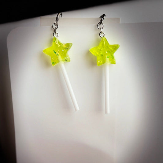 Green Starry Lollipop Earrings