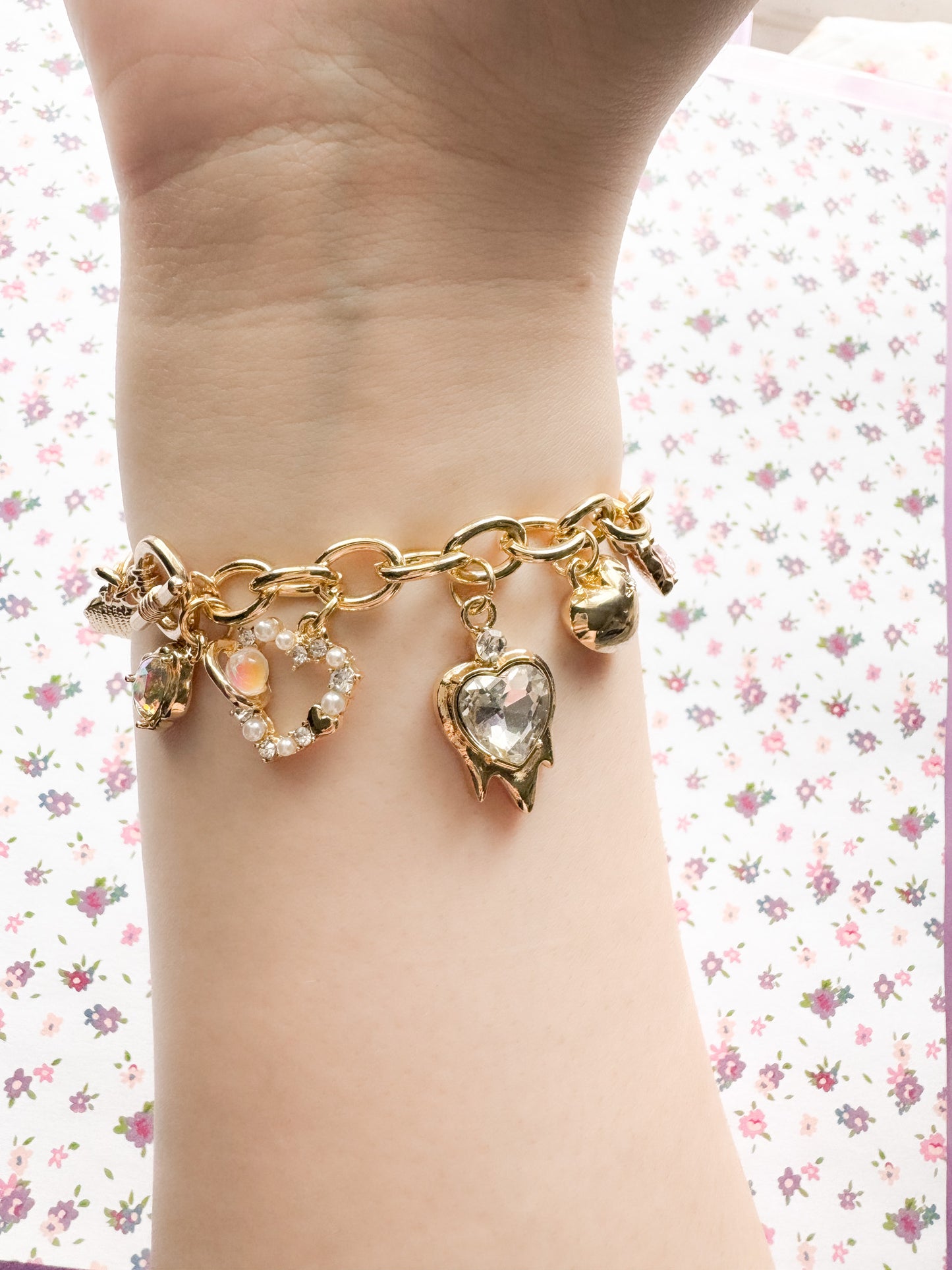 Y2K Hearts Charm Bracelet