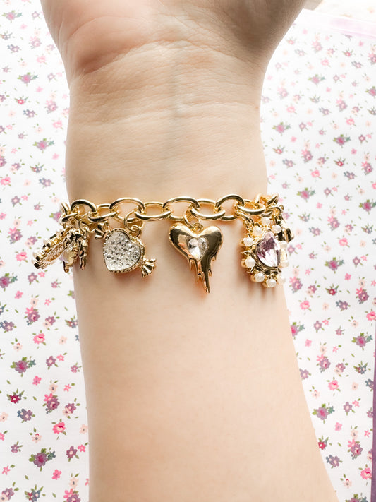 Y2K Hearts Charm Bracelet