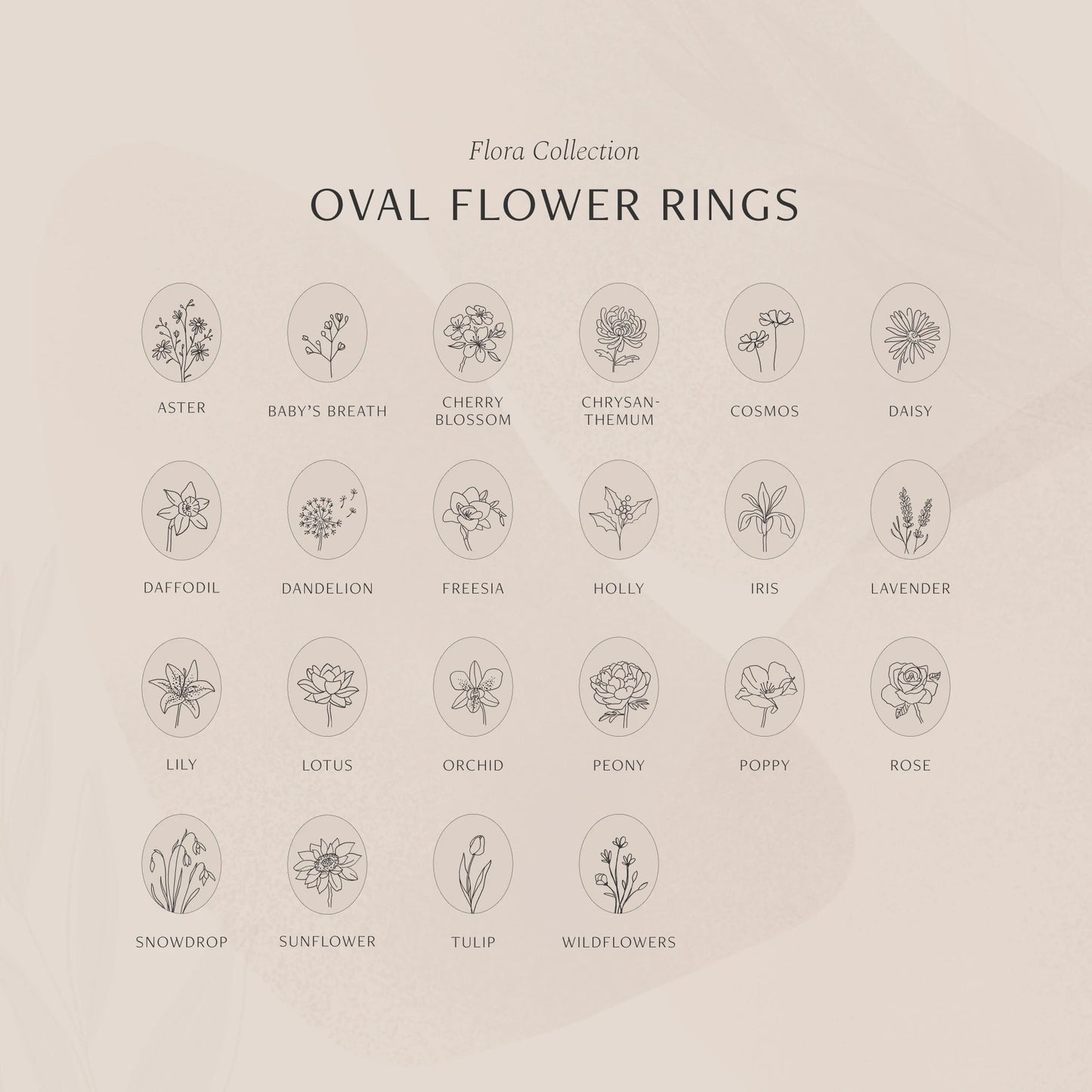 Oval Wildflowers Ring