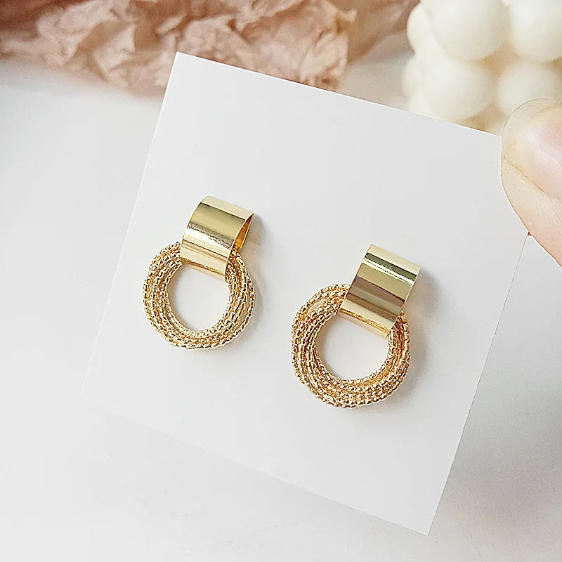 Retro Stacked Circle Stud Earrings