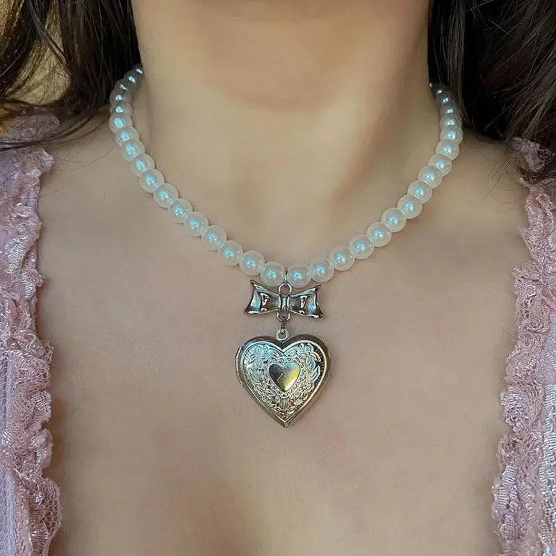 Y2K Pink Heart Pendant Necklace