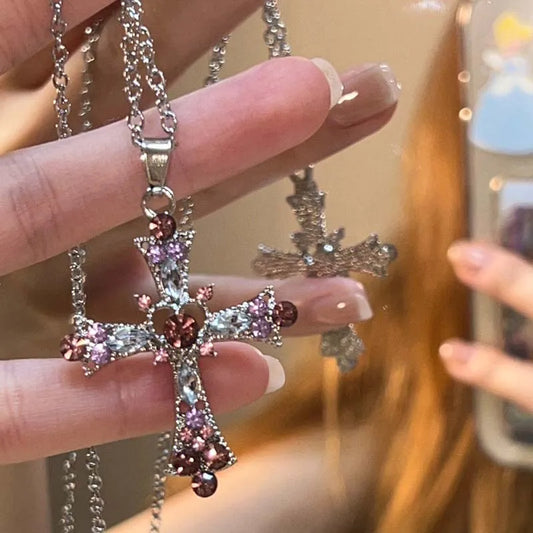 Y2K Zircon Cross Necklace